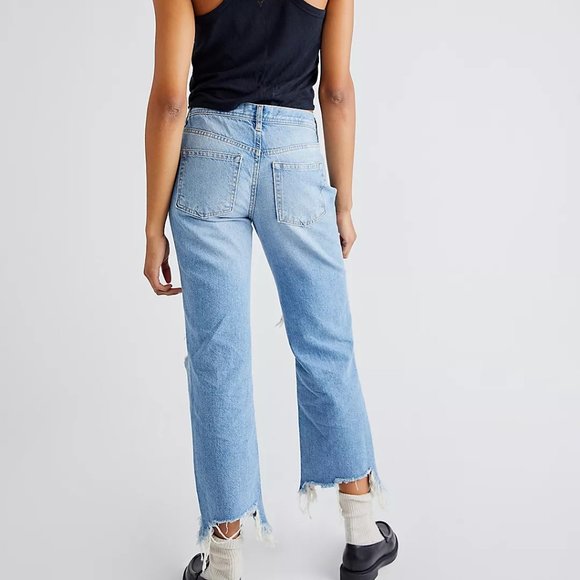 Free People We the Free Maggie Mid-Rise Straight Leg Jean in Light Stone Wash - Picture 3 of 11